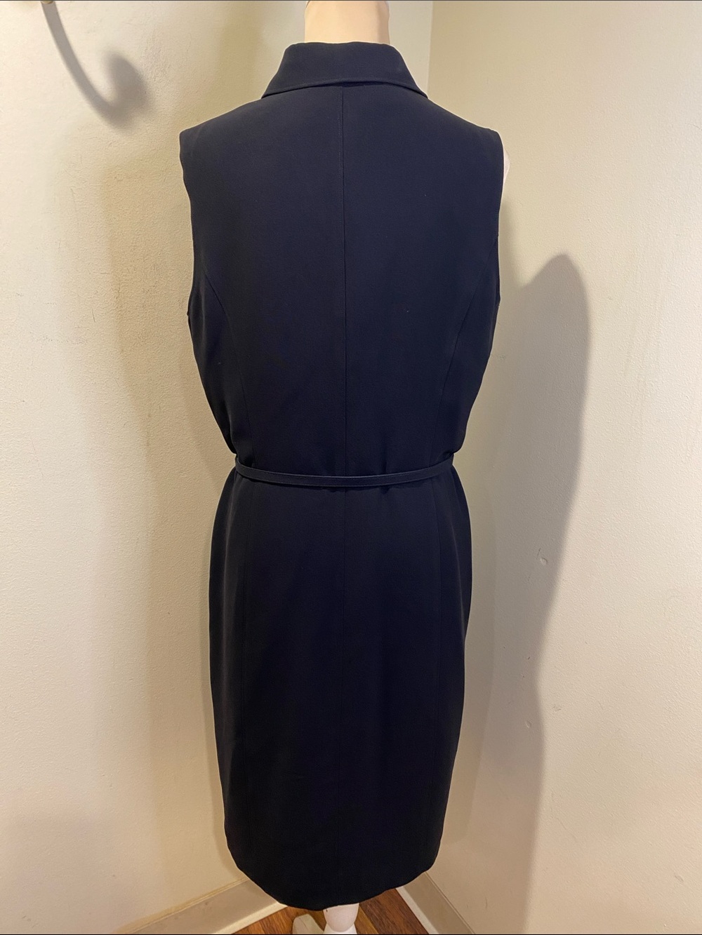 CASUAL CORNER Sleeveless Black Midi Shirt Dress with Slim Belt SZ 12 - Picture 9 of 11
